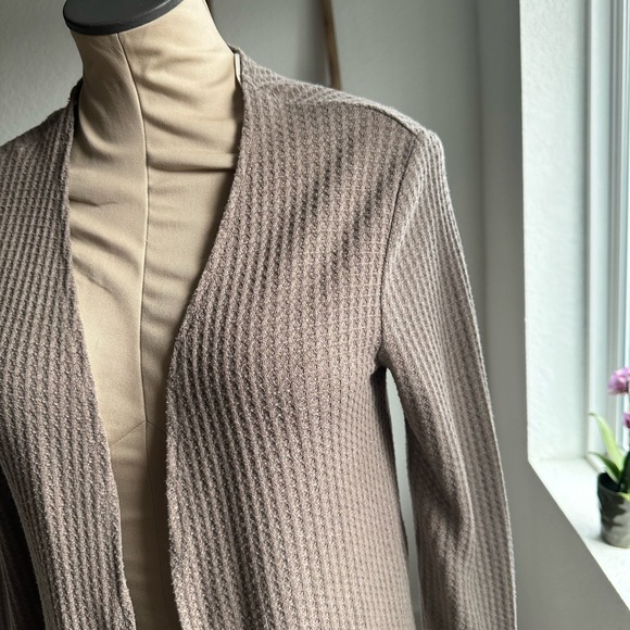 The Impeccable Pig Tan Waffles Knit Open Cardigan Tunic Sz: Small - Picture 2 of 7